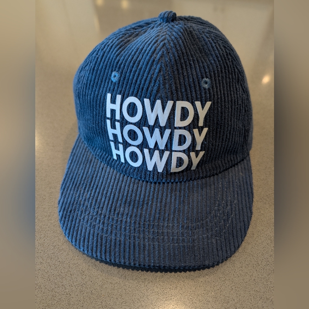 Frankie Jean Blue Corduroy Cap 'Howdy'